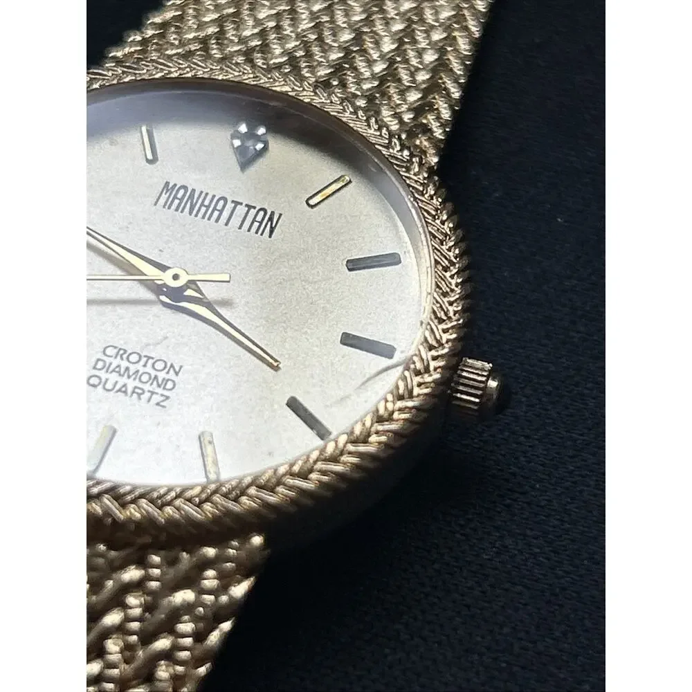 Manhattan Croton Diamond Quartz Gold Tone Watch
